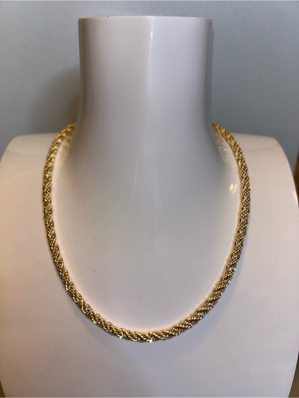 Open edit two tones twist rope necklace